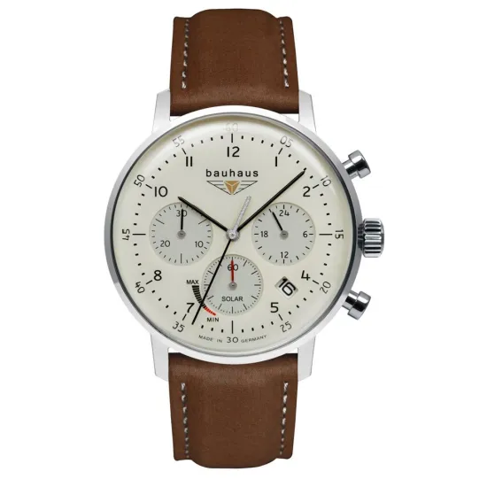 Bauhaus Herrenuhr Solaruhr Chronograph mit braunem Lederband 2086-5