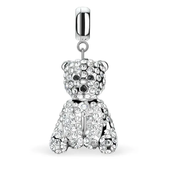 BERING Anhänger Edelstahl silberfarben glänzend mit Glitzersteinen PolarBear-1