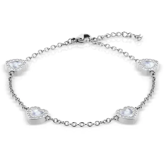 BERING Arctic Symphony Damenarmband silberfarben Herz mit Perlmutt 18 cm 641-17-180