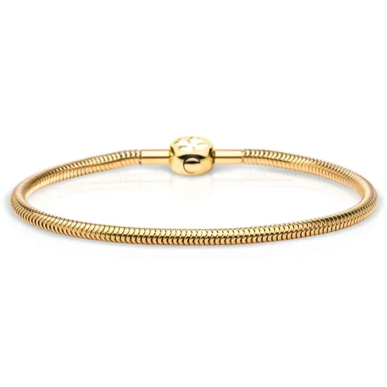 BERING Armband Arctic Symphony goldfarben Schlangenkette Kleeblatt 21 cm