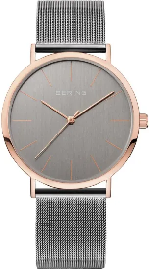 BERING Armbanduhr rosegoldfarben mit silbergrauen Milanaiseband