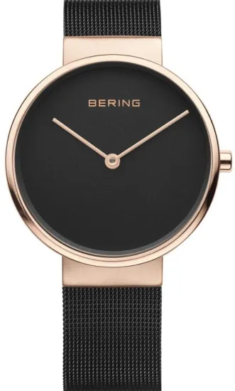 BERING Armbanduhr rosegoldfarben schwarz mit Meshband