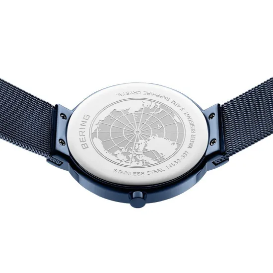 Bering Armbanduhr blau ip mit Saphirglas und Edelstahlband