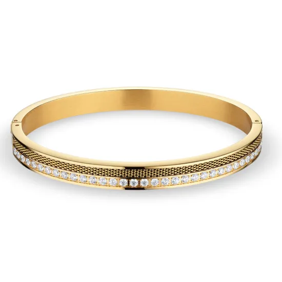 BERING Armreif Arctic Symphony Edelstahl goldfarben glänzend mit Zirkonia-Steinen 19 cm 628-2212-190