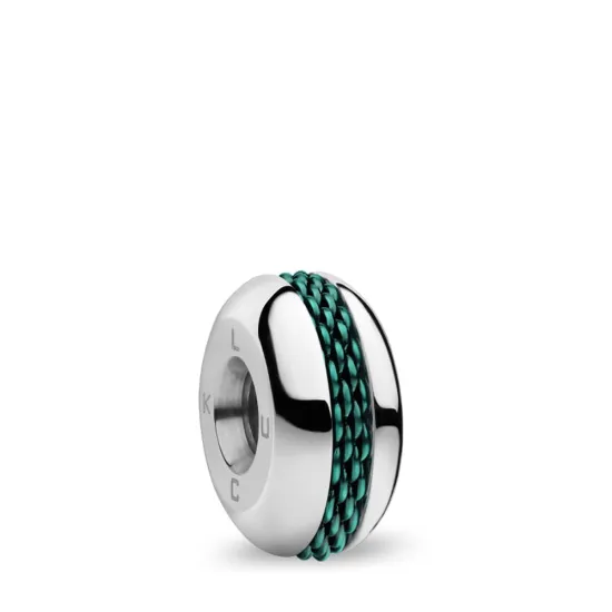 BERING Charm Arctic Symphony Edelstahl mit grünem Mesh-Einsatz Lucky-1