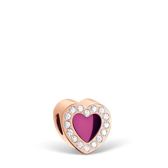 BERING Charm Edelstahl Herz rosegoldfarben mit Zirkonia lila YourHeart-4