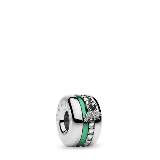 BERING Charm Edelstahl silberfarben mit Einsatz grün BeMy-4