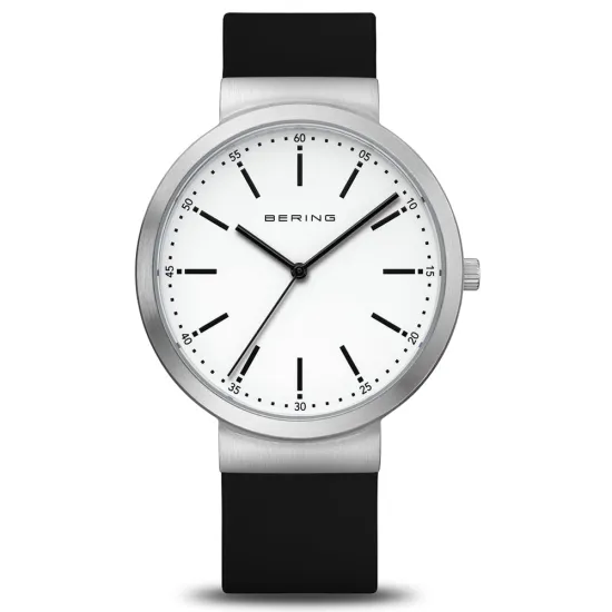 BERING Classic Armbanduhr Edelstahl mit Silikonband schwarz 10141-404