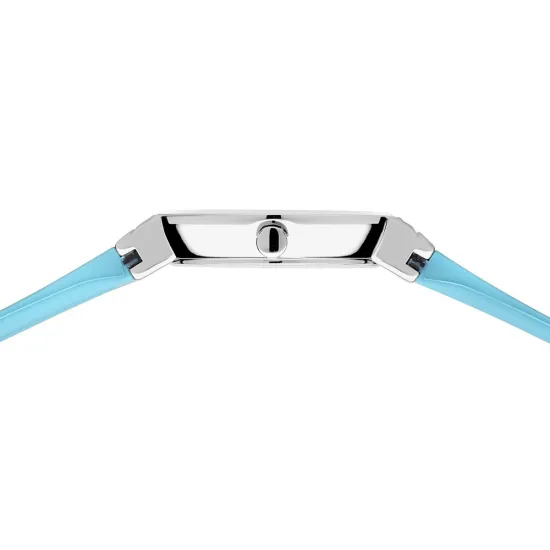 BERING Classic Damenuhr Edelstahl Zifferlbatt blau Silikonband hellblau 10129-708