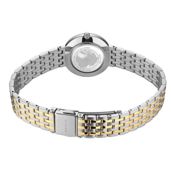 BERING Classic Damenuhr rund Edelstahl bicolor Zifferblatt perlmutt 19126-710