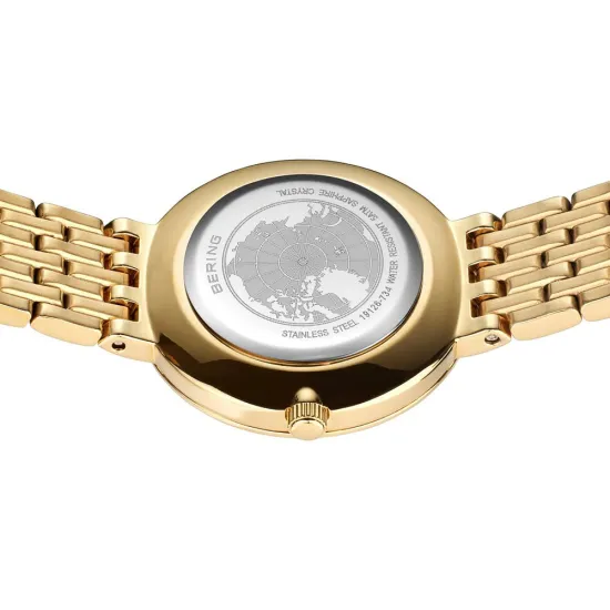 BERING Classic Damenuhr rund Edelstahl goldfarben Zifferblatt perlmutt 19126-734