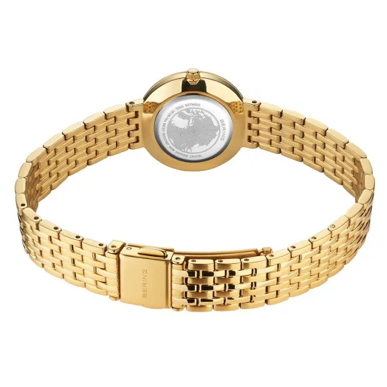 BERING Classic Damenuhr rund Edelstahl goldfarben Zifferblatt perlmutt 19126-734