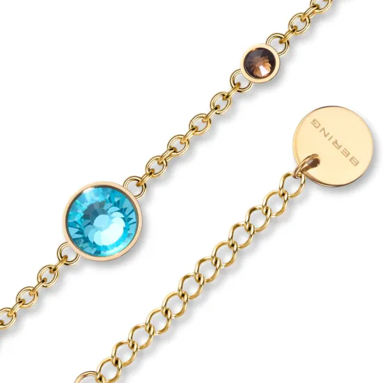 BERING Damenarmband Edelstahl goldfarben mit bunten Steinen 18 cm 652-27-180