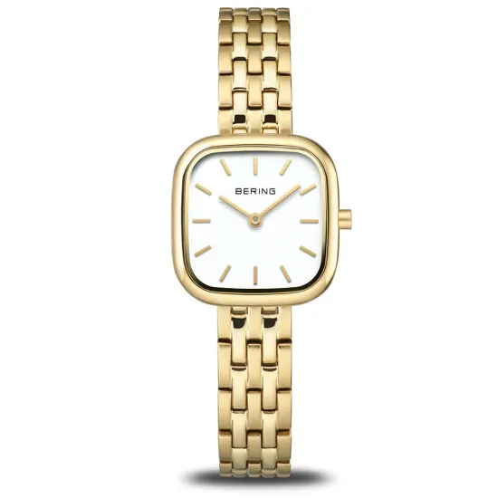 BERING Damenuhr Classic Edelstahl goldfarben eckig mit weissem Zifferblatt 17926-734