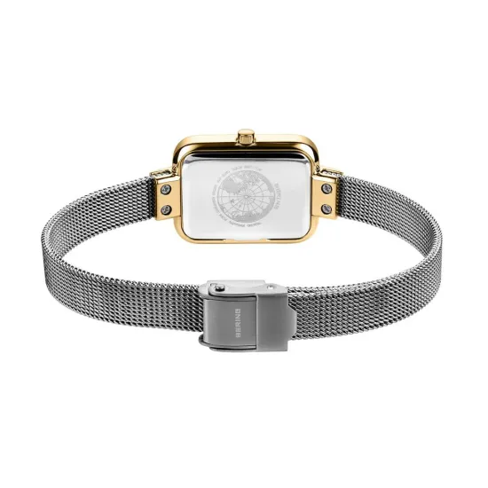 BERING Damenuhr Classic Petite Square eckig bicolor mit Milanaisearmband 14520-010