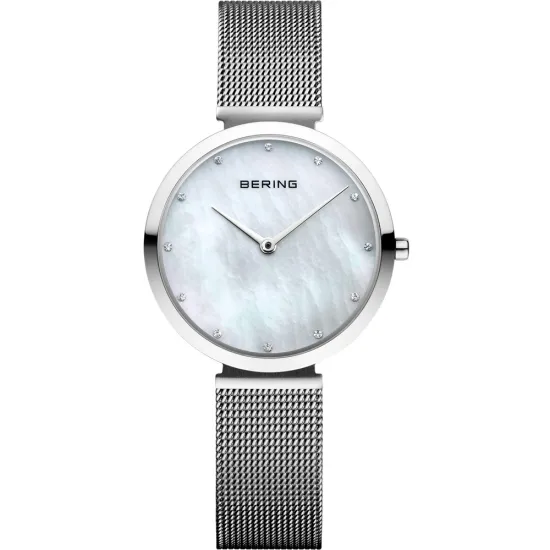 BERING Damenuhr Classic silberfarben glänzend mit Milanaiseband 18132-004