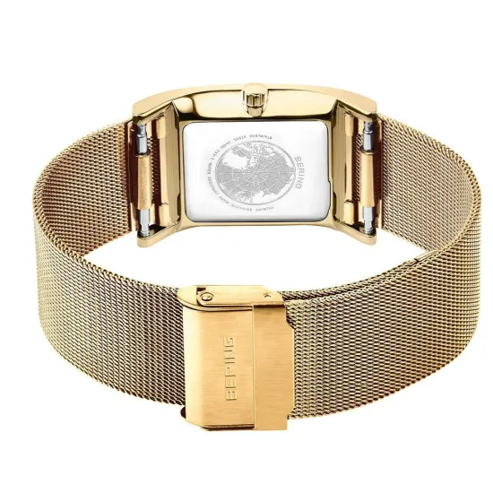 BERING Damenuhr eckig goldfarben mit Milanaiseband 10426-333-S