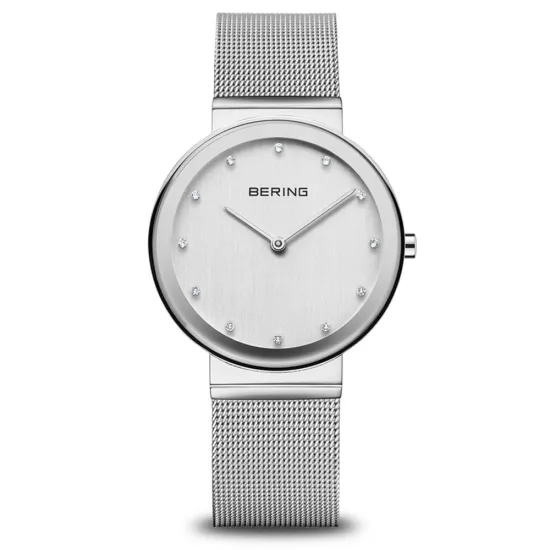 BERING Damenuhr Edelstahl mit Zirkonias und Milanaiseband 10135-000