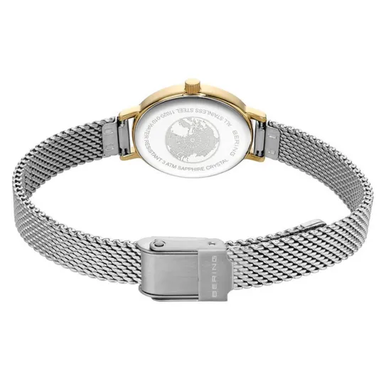 BERING Damenuhr oval goldfarben mit Milanaiseband silberfarben 11020-010