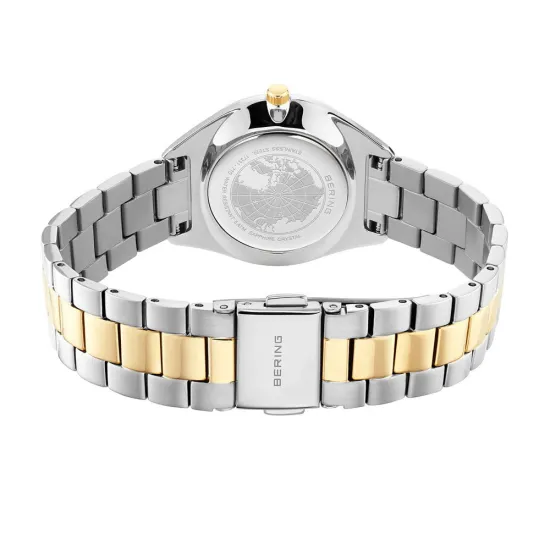 BERING Damenuhr Solar bicolor mit Gliederband Zifferblatt Perlmutt 17331-710