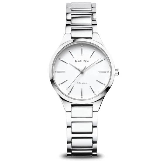 BERING Damenuhr Titan silberfarben Zifferblatt weiß 15630-704