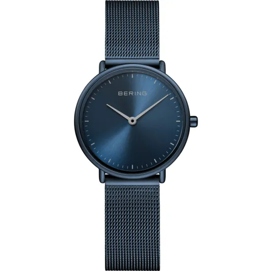 BERING Damenuhr Ultra Slim blau mit Milanaisearmband 15729-397