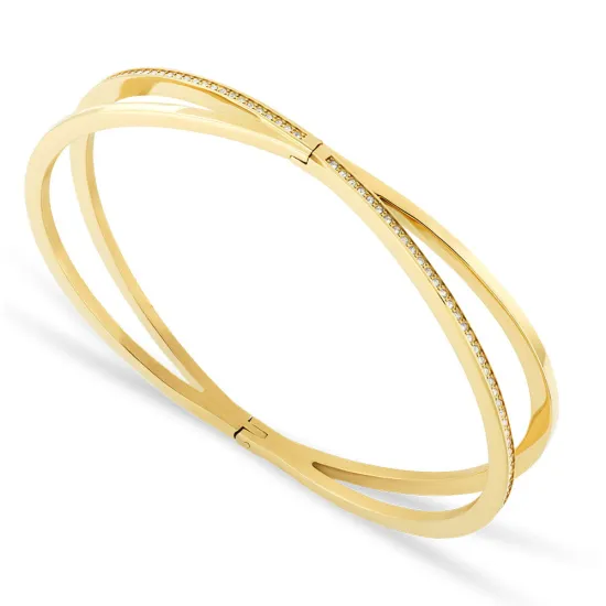 BERING Edelstahl Armreif Arctic Symphony 17 cm goldfarben mit Zirkonias 656-2217-170