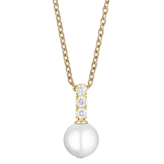 BERING Halskette Edelstahl goldfarben mit Perlenanhänger 50 cm 456-27-500