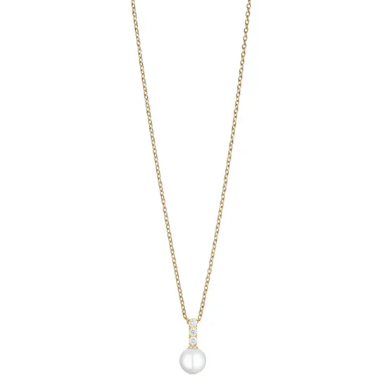 BERING Halskette Edelstahl goldfarben mit Perlenanhänger 50 cm 456-27-500