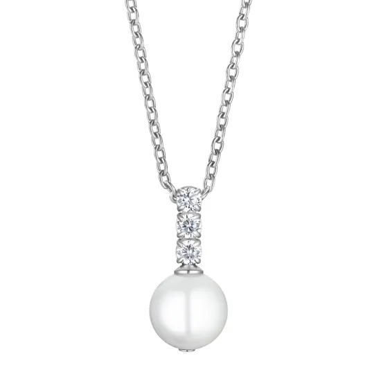 BERING Halskette Edelstahl silberfarben mit Perlenanhänger 50 cm 456-17-500