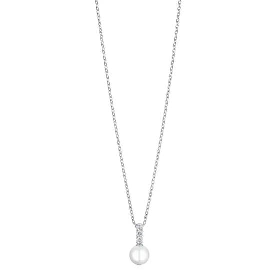 BERING Halskette Edelstahl silberfarben mit Perlenanhänger 50 cm 456-17-500