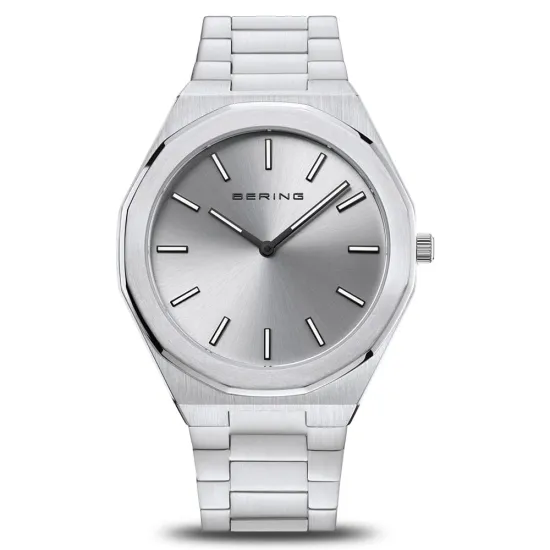 BERING Herrenuhr Classic Silberfarben mit Edelstahlband 19641-700
