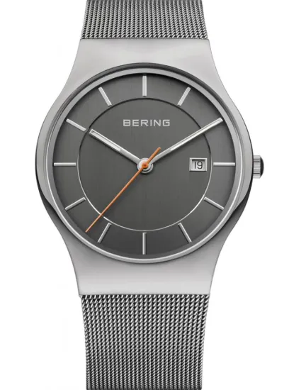 BERING Herrenuhr gun Metal grau ip mit grauen Zifferblatt 11938-007
