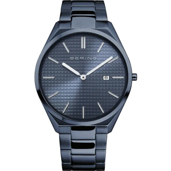 BERING Herrenuhr Ultra Slim blau mit Gliederband 17240-797