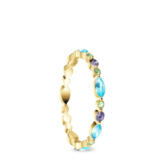 BERING Innenring schmal goldfarben bunte Steine Gr. 57 535-27-61