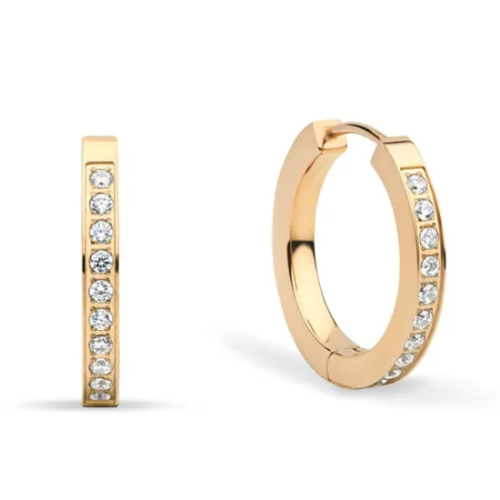 BERING Ohrringe Creole Edelstahl Arctic Symphony goldfarben glänzend mit Zirkonias 20 mm 726-27-05