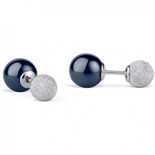 BERING Ohrstecker 925 Silber mit blauer Perle silber funkelnd