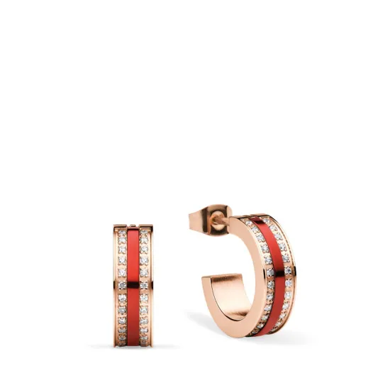 BERING Ohrstecker Creole Edelstahl rosegoldfarben mit rotem Einsatz 723-394-05
