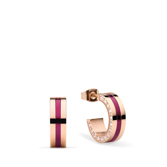 BERING Ohrstecker Valentines Day aus Edelstahl rosegoldfarben mit lila Einsatz
