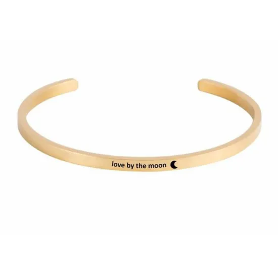 blumenkind Armreif goldfarben mit der Gravur love by the moon