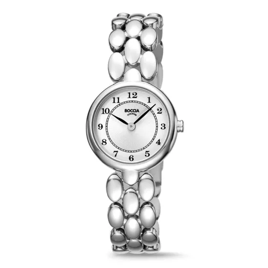 Boccia Damenuhr Klassisch Titan silberfarben Ziffernblatt weiss 3378-01