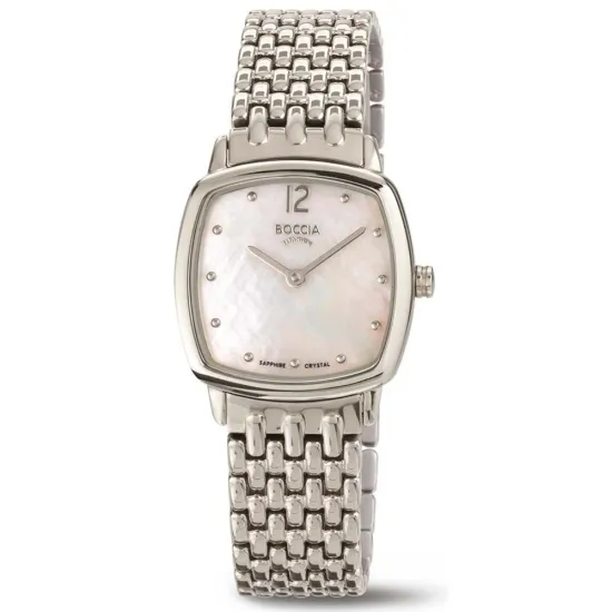 Boccia Damenuhr Titan eckig Zifferblatt perlmutt Saphirglas 3353-01