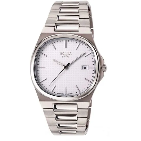 Boccia Herrenuhr Titan mit Gliederband Saphirglas 3657-01