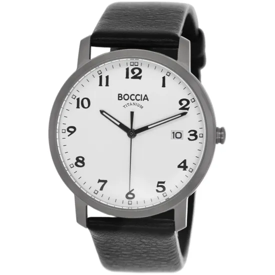 Boccia Herrenuhr Titan mit schwarzem Lederarmband 3618-01