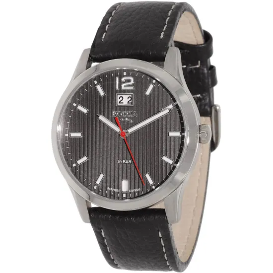 Boccia Herrenuhr Titanium mit Lederarmband 3580-01