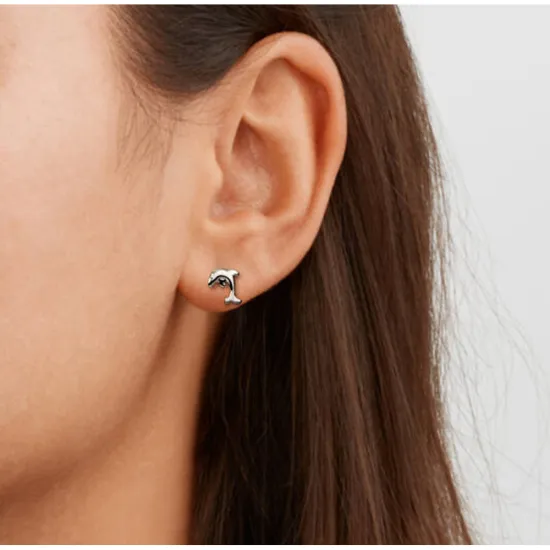 Boccia Kinder Ohrstecker aus Titan Delfin silberfarben 05090-01