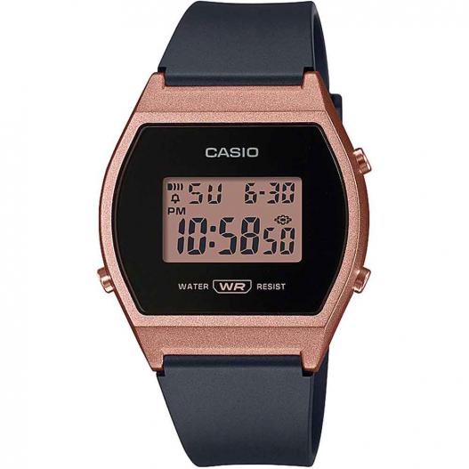 Casio Armbanduhr Digitaluhr schwarz rosegoldfarben LW-204-1AEF