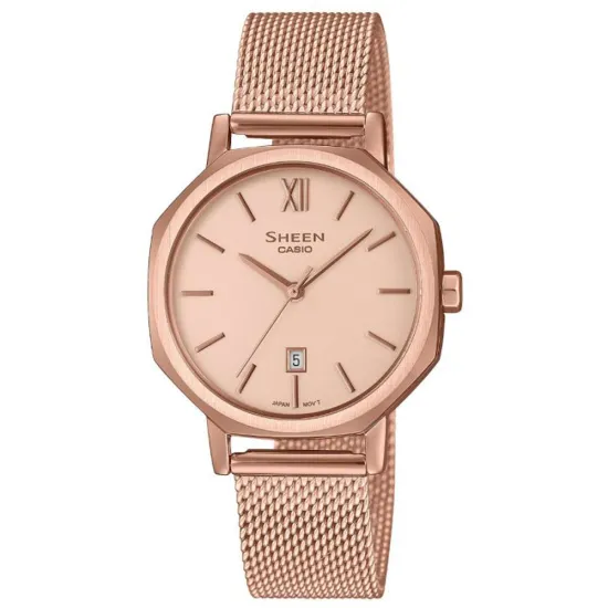 Casio Armbanduhr mit Milanaiseband rosegoldfarben SHE-4554PGM-4AUEF