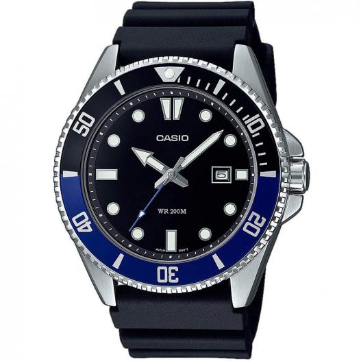 Casio Armbanduhr mit schwarzem Silikonband blau schwarz silberfarben MDV-107-1A2VEF