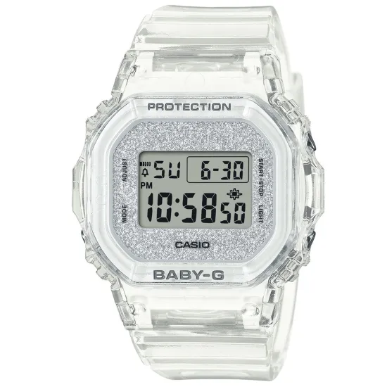 Casio Baby-G Damenuhr eckig digital Resin transparent Glitzer BGD-565GC-7ER